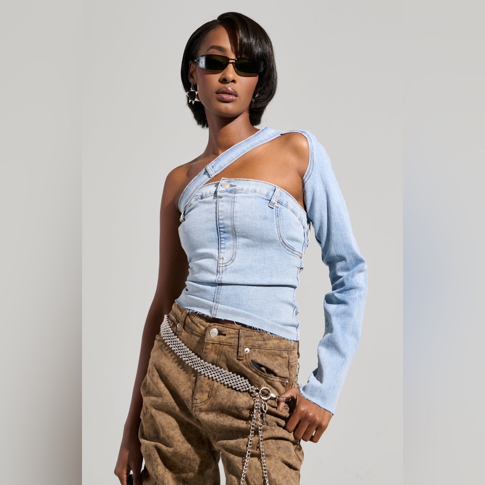 I WAS A LOVER DENIM Long sleeve top - NWT